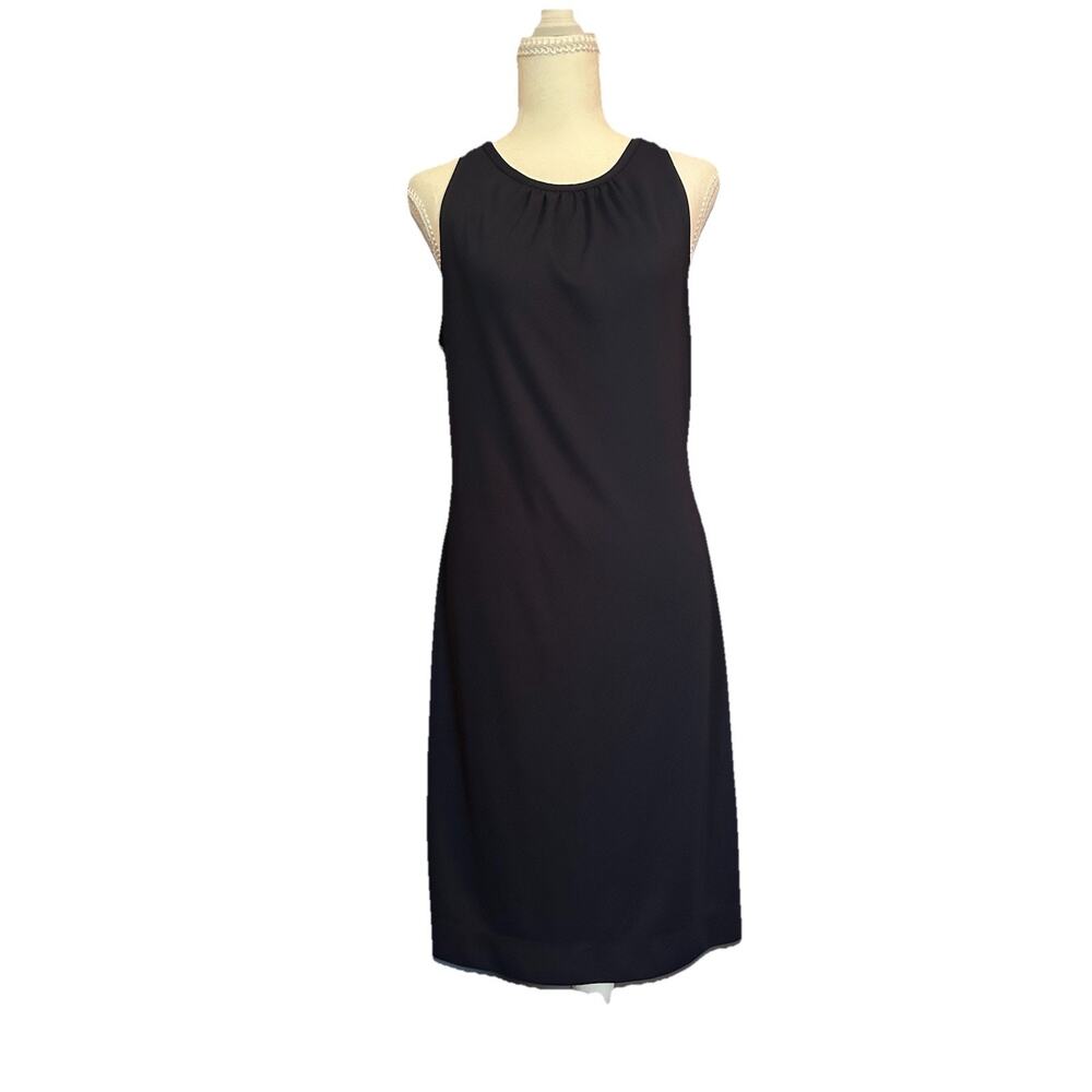 Tory Burch Women’s Medium Navy Sleeveless Sheath Dress With Logo Zipper. Classy